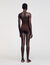 Asymmetric leotard with bead detail