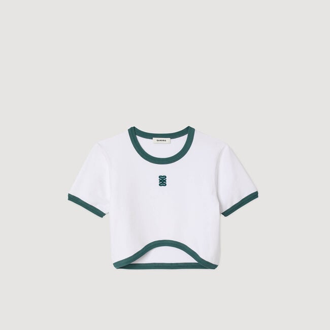 Two-tone cropped T-shirt