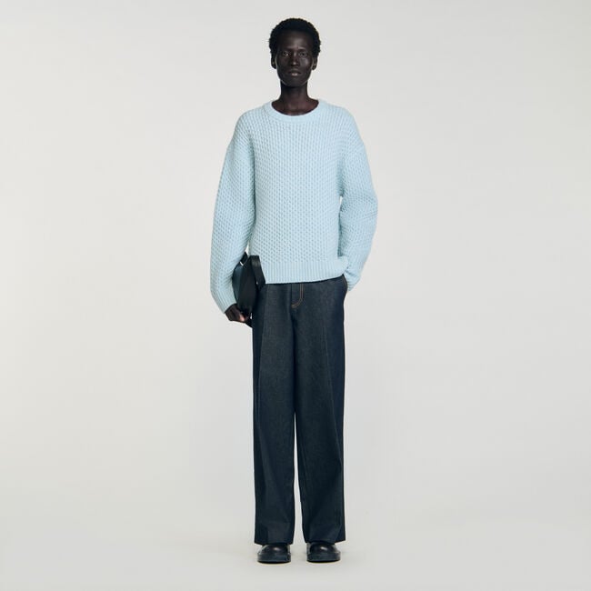 Pull laine point nid d'abeille