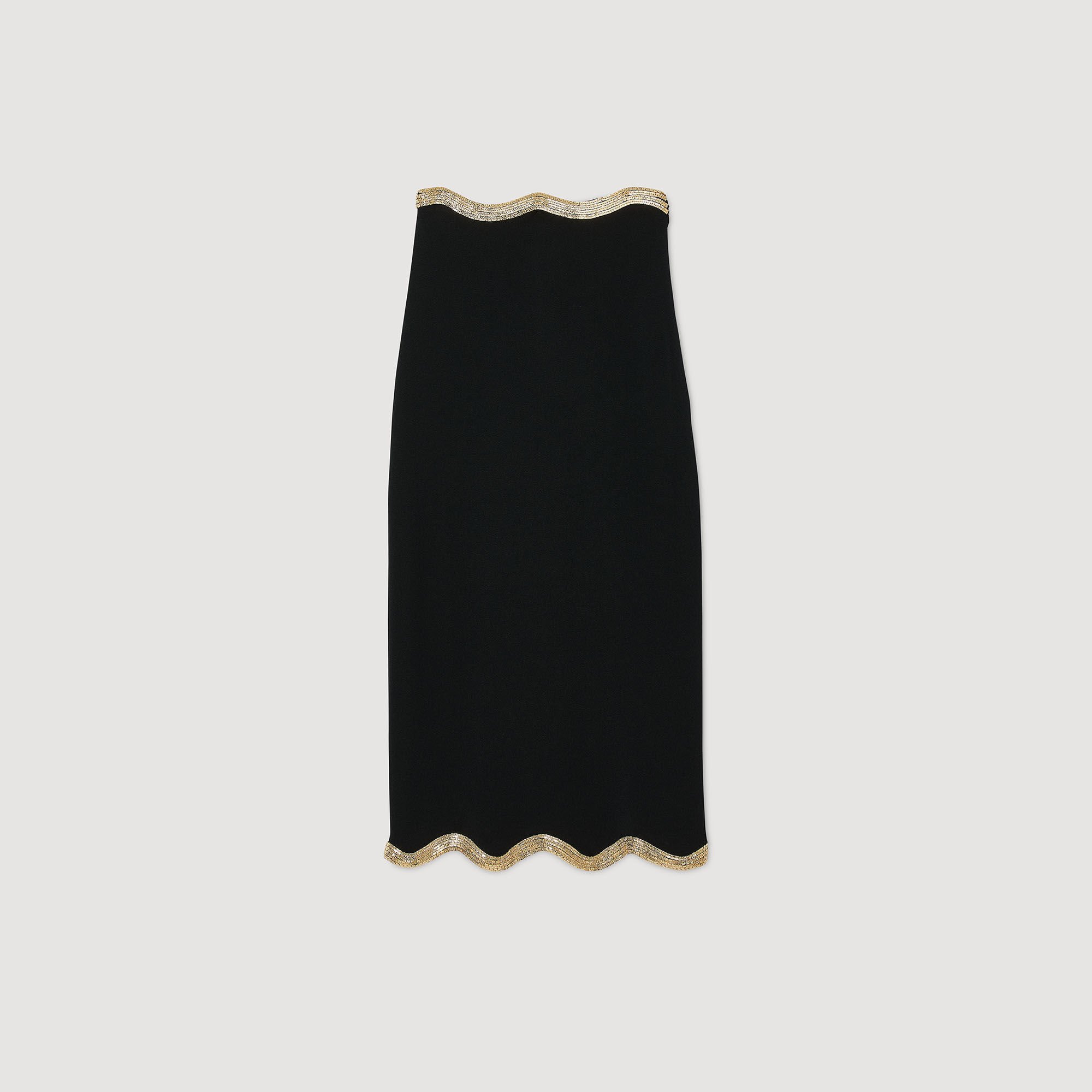 Long knitted skirt with chain detail
