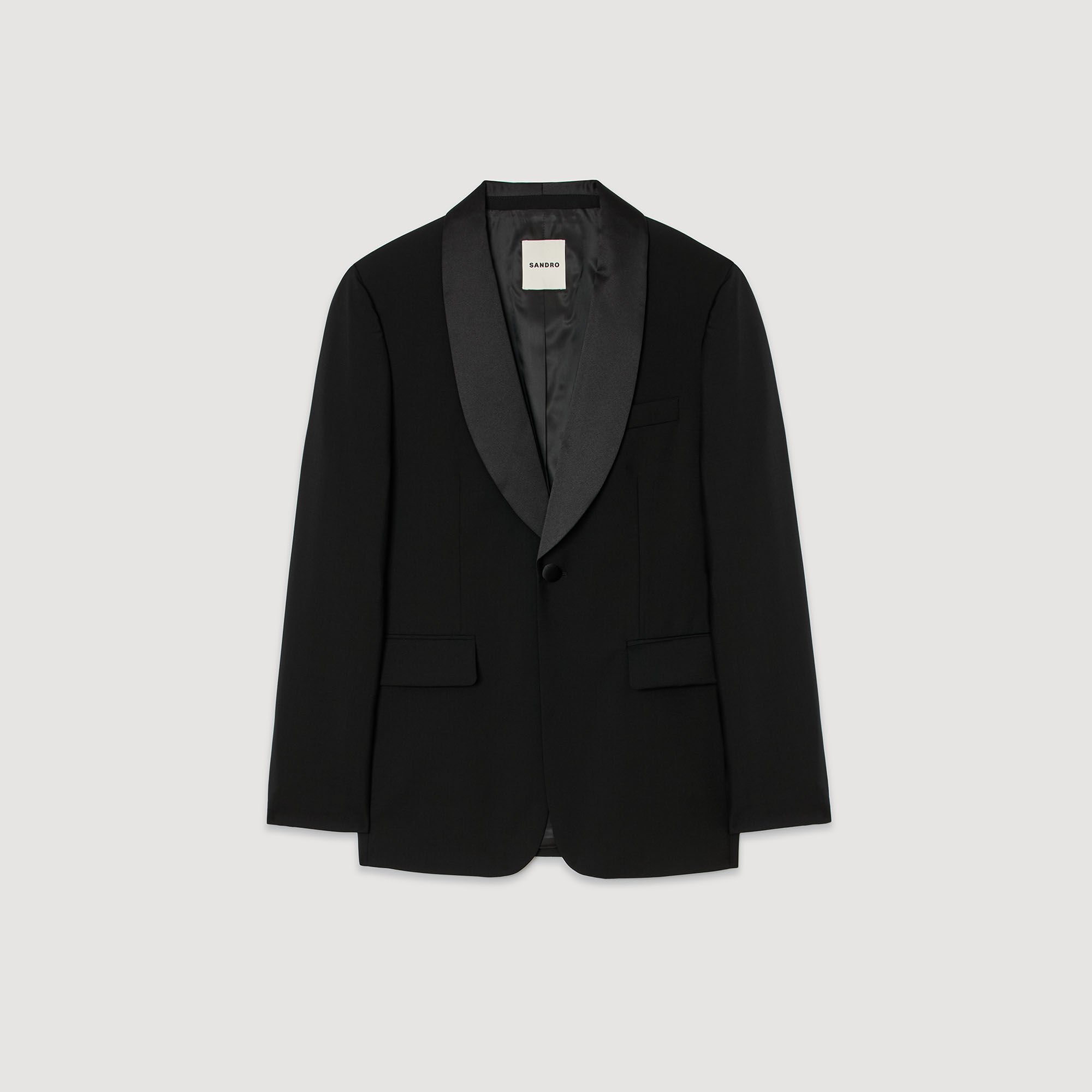 Wool jacket with shawl collar