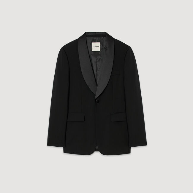 Wool jacket with shawl collar