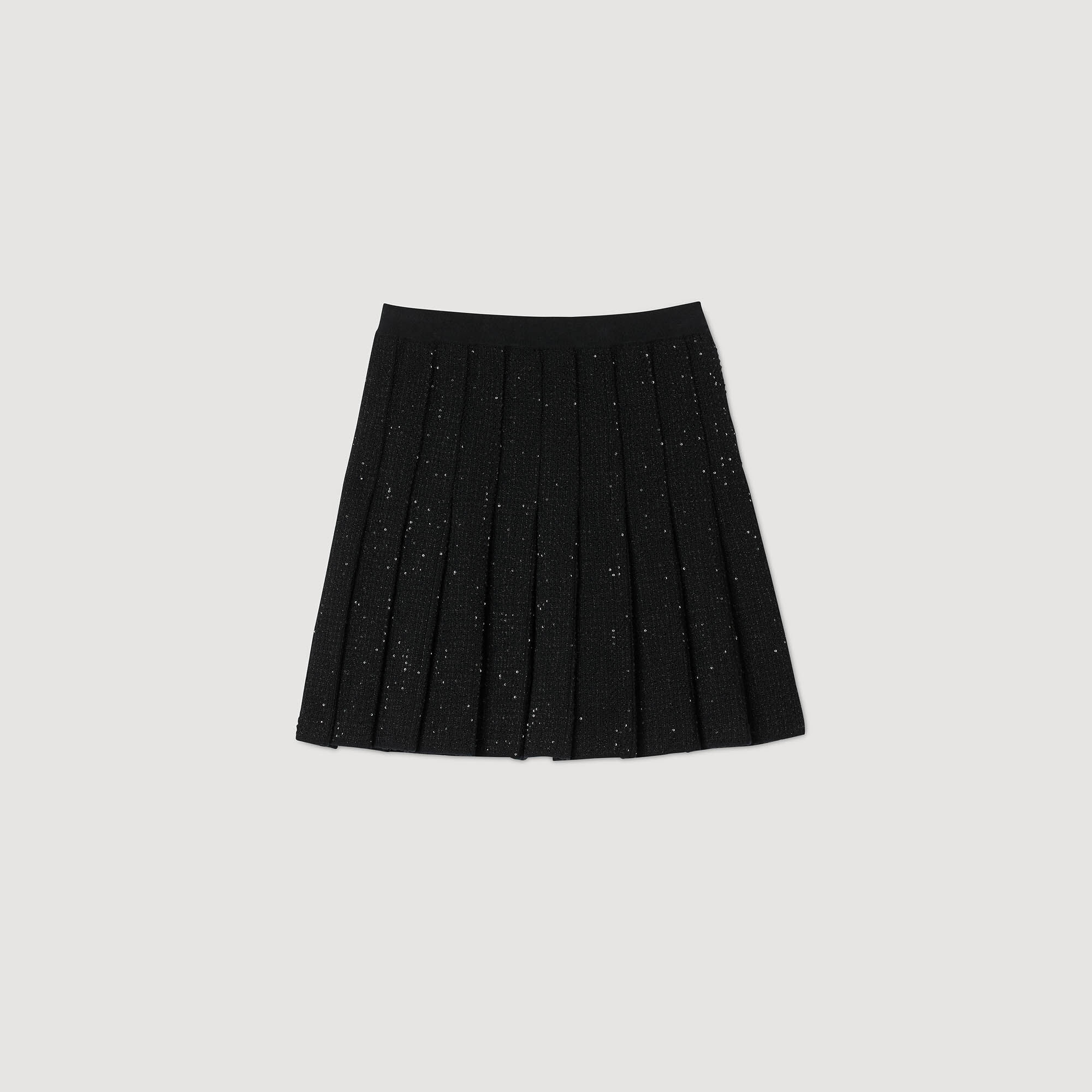 Short tweed pleated skirt