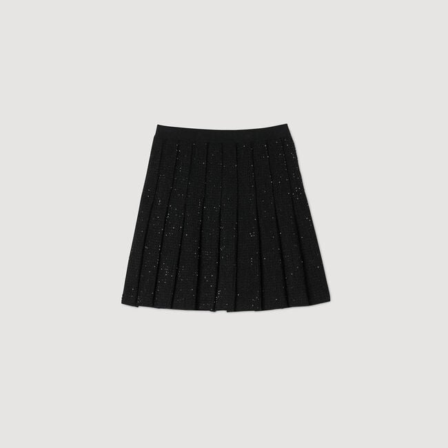 Short tweed pleated skirt