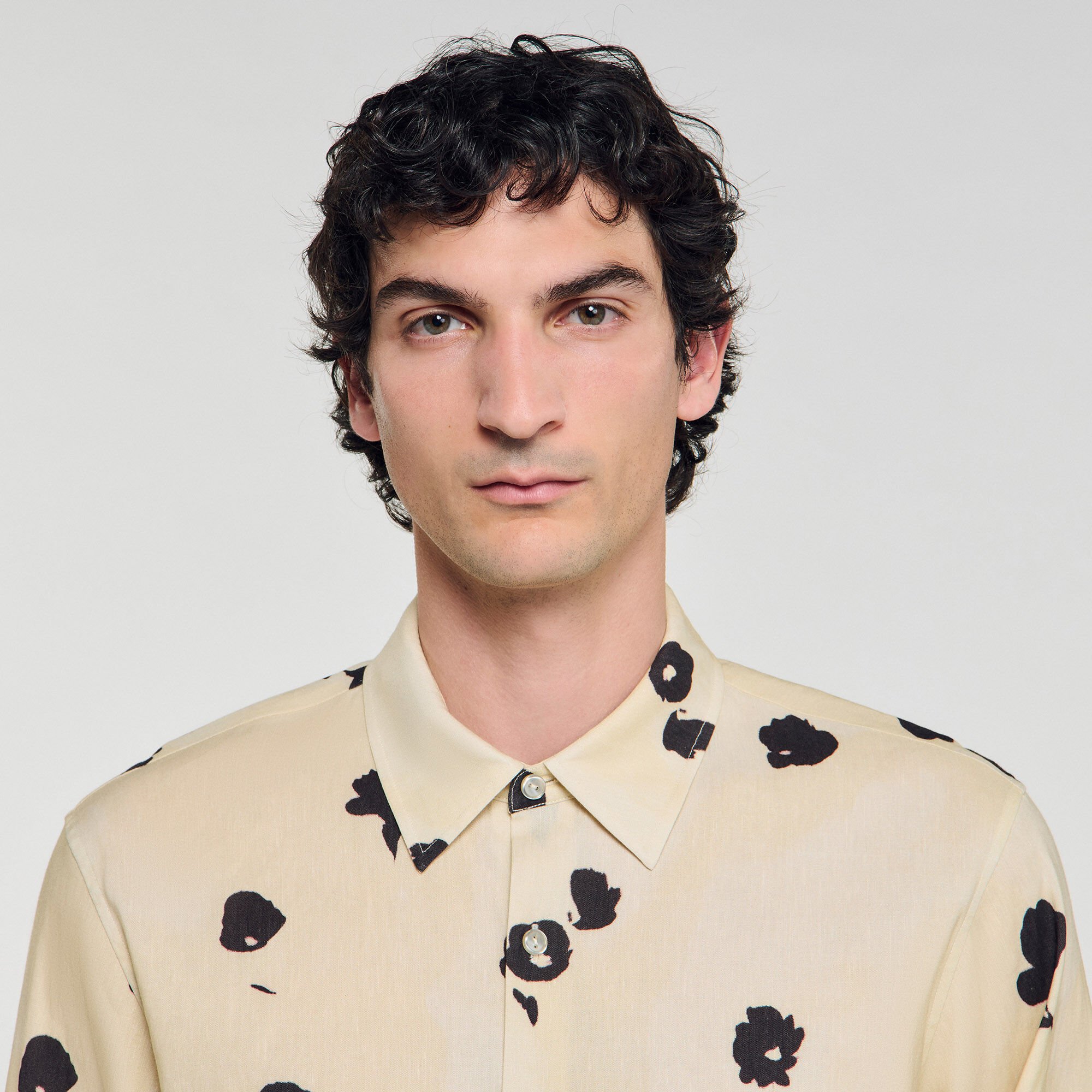 Floral print linen shirt