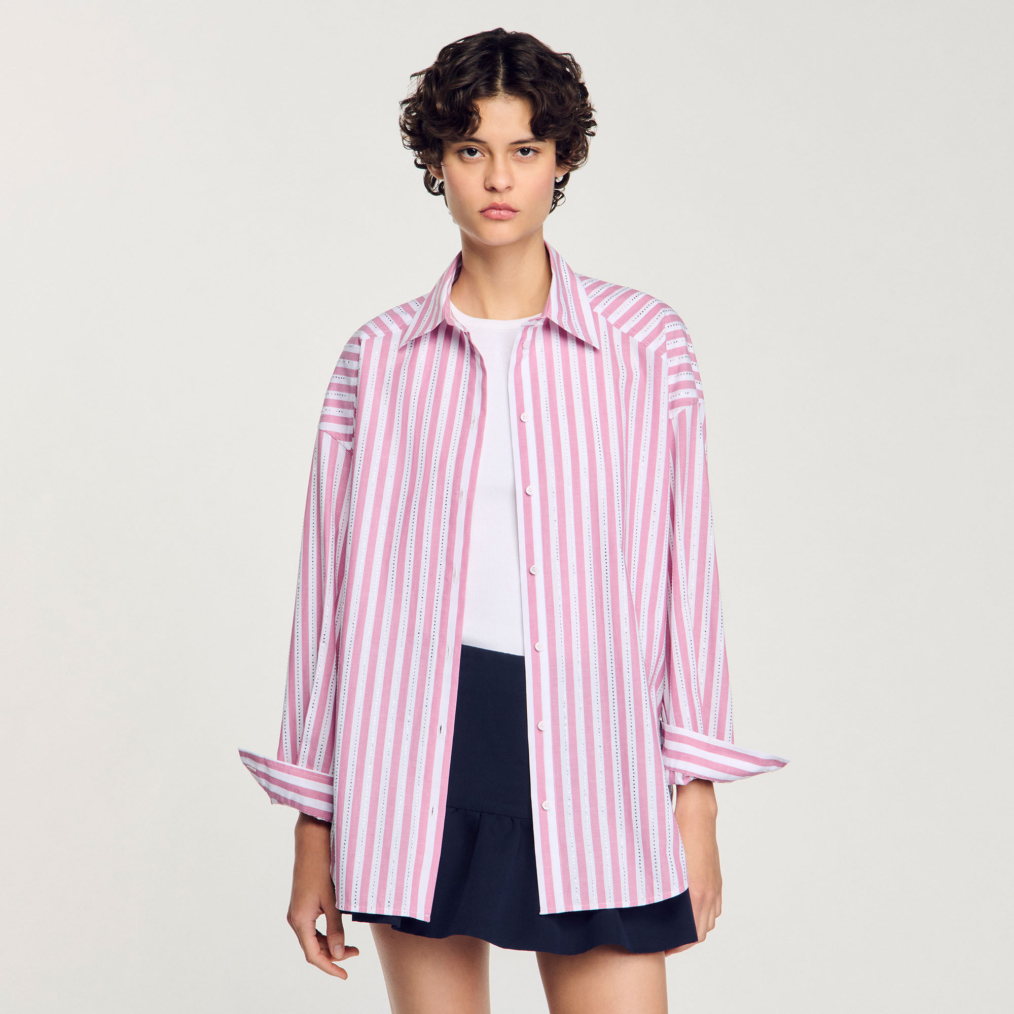 Chemise à rayures strassée