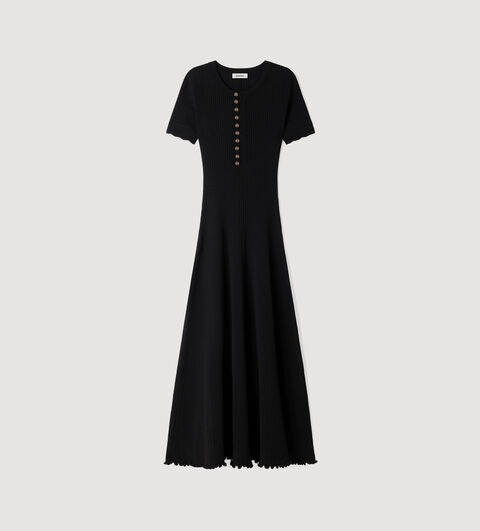 Robe longue en maille c&ocirc;tel&eacute;e