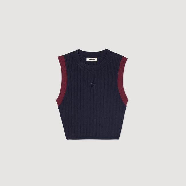 Top en maille bicolore