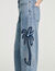 Palm-embroidered wide barrel jeans