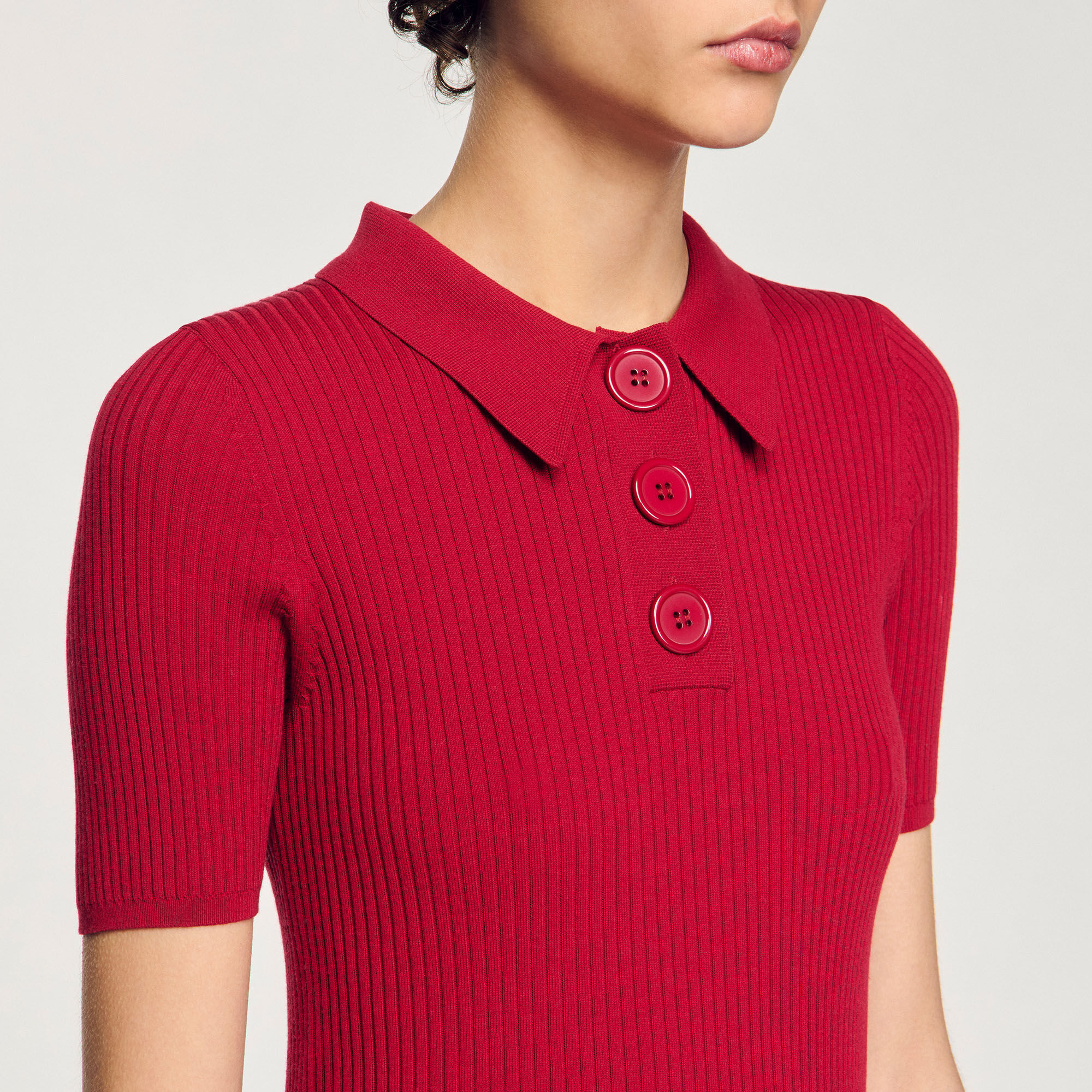 Polo en maille côtelée