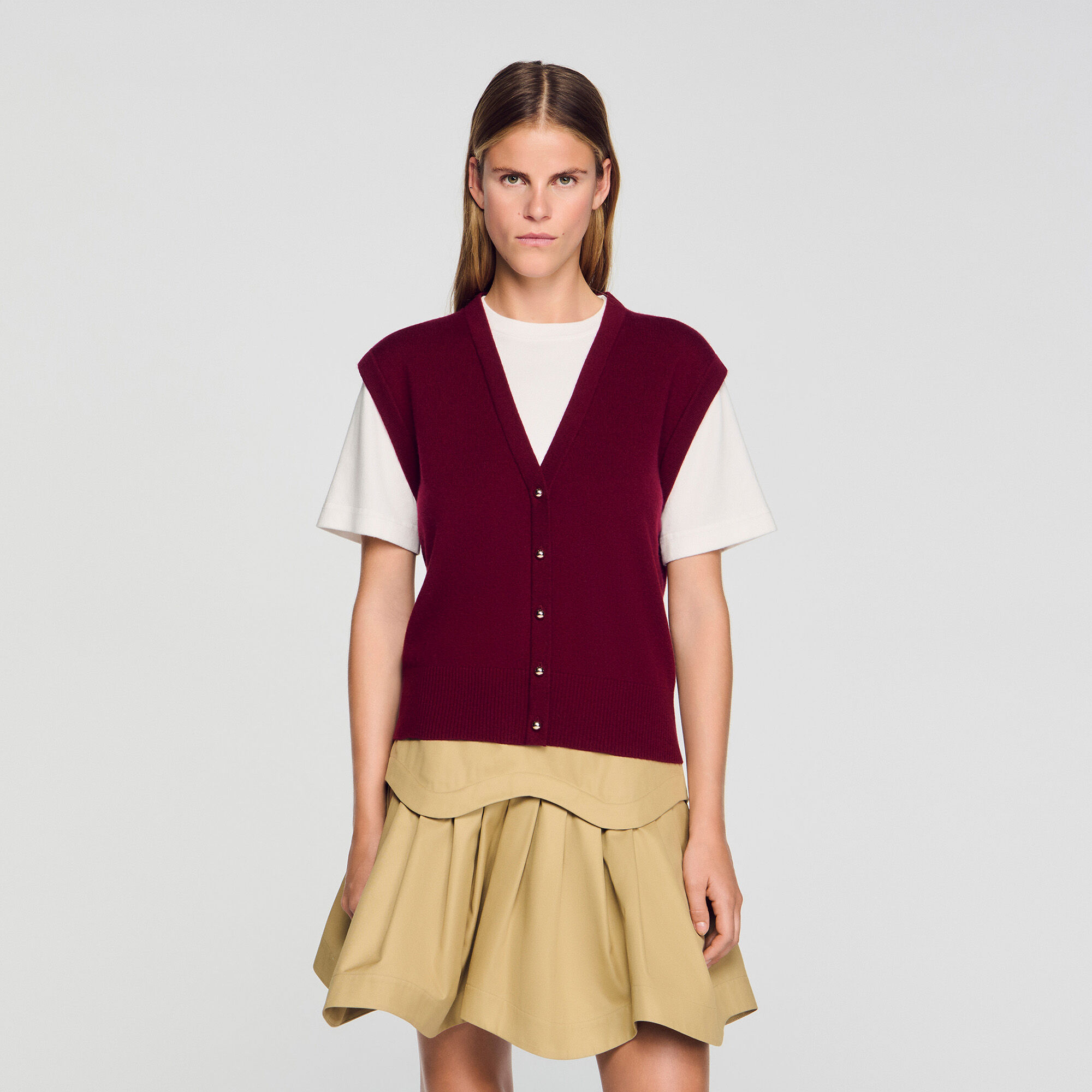 Pull bicolore en laine et cachemire 