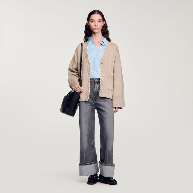 Strick-Cardigan mit Einfassband