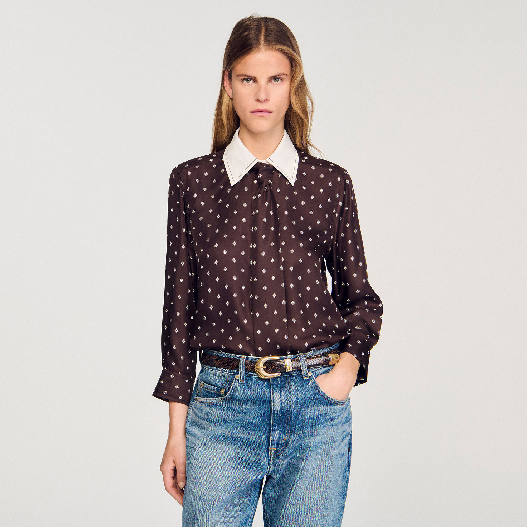 Chemise fluide imprimé à cravate