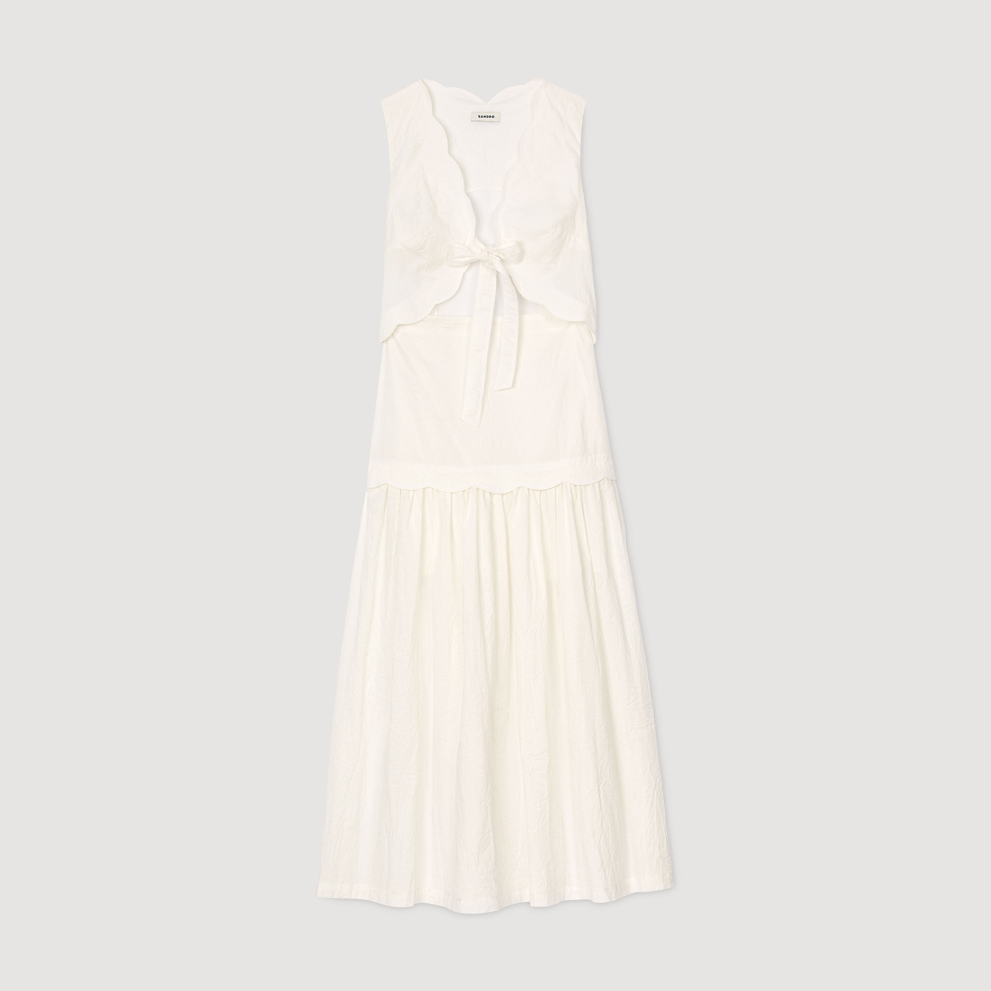 Robe longue froissée à nœud