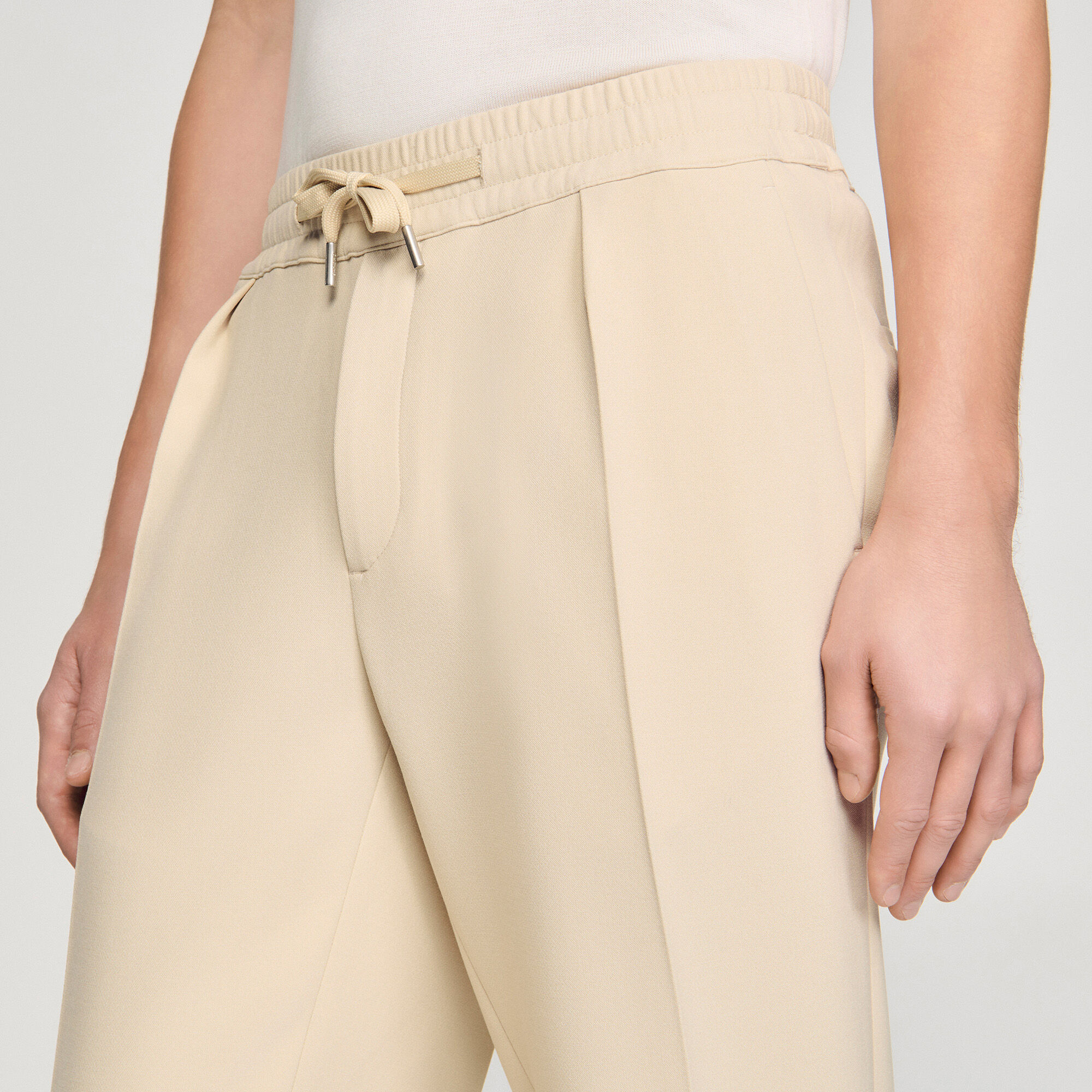 Elasticated straight-leg trousers
