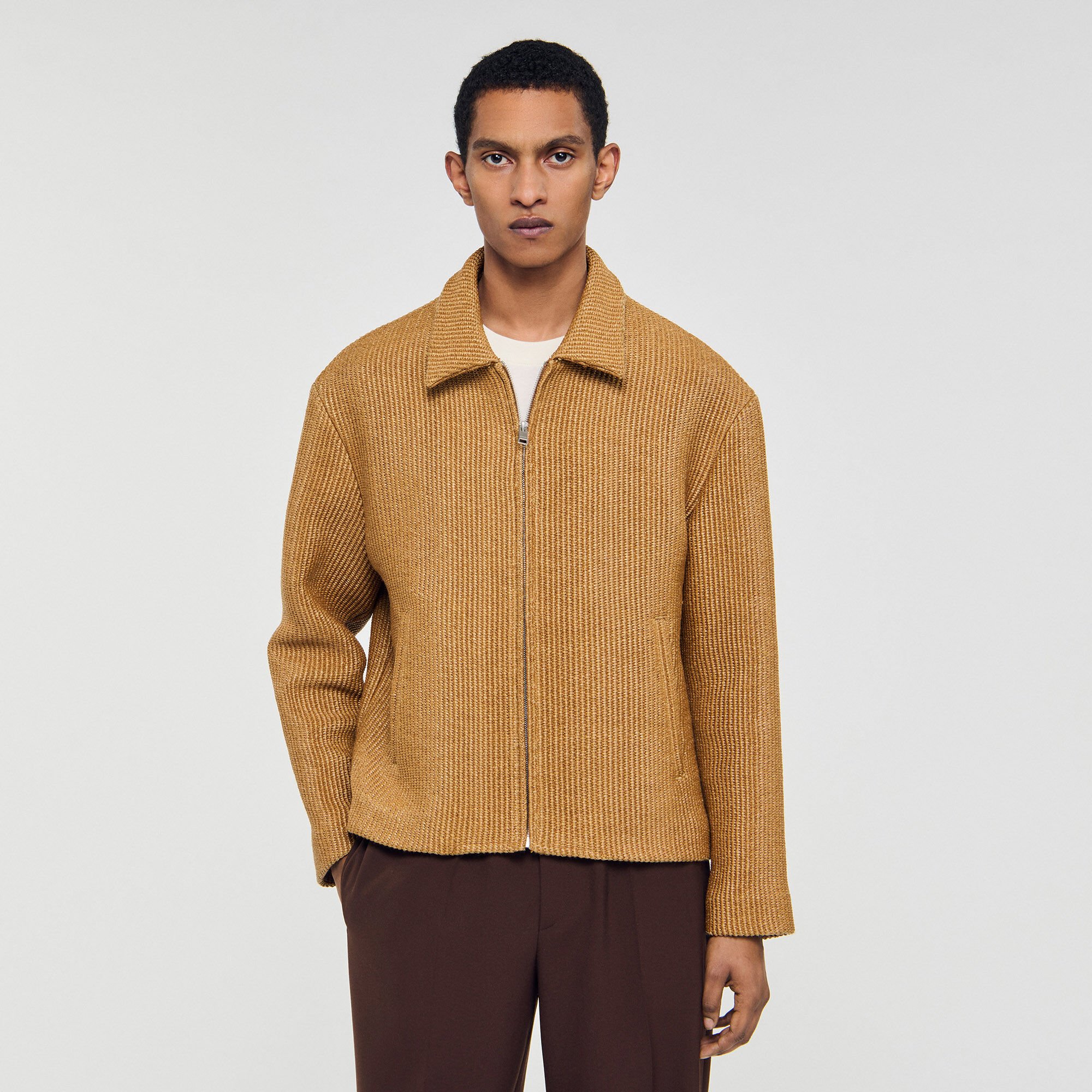 Blouson aus geflochtenem Raphia