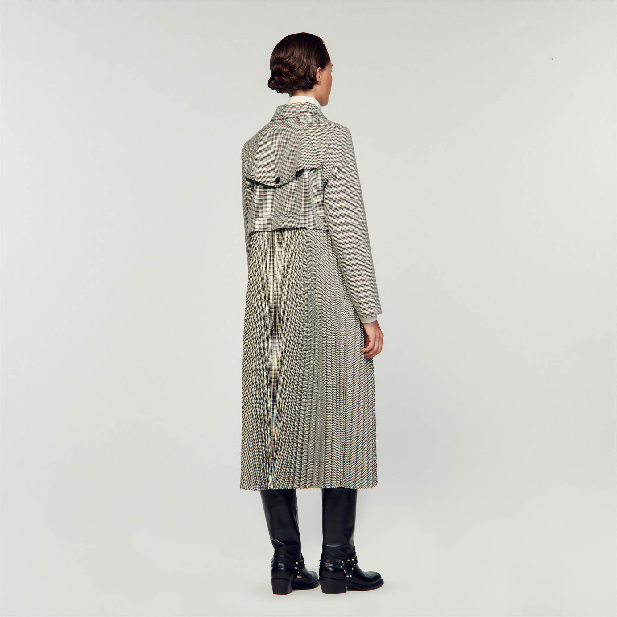 Trenchcoat mit Hahnentrittmuster
