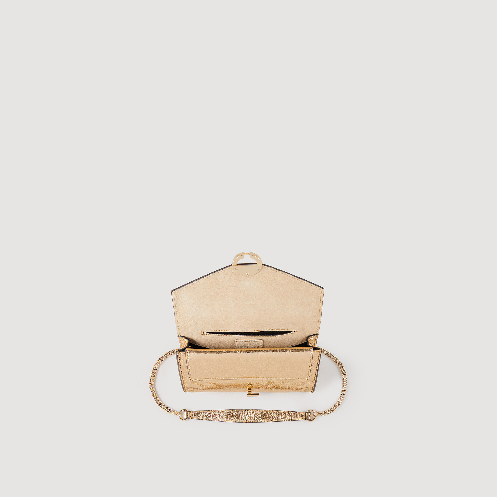 Sac pochette en cuir doré