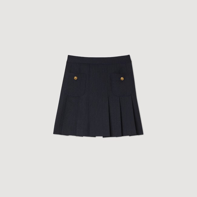 Short striped pleated skirt