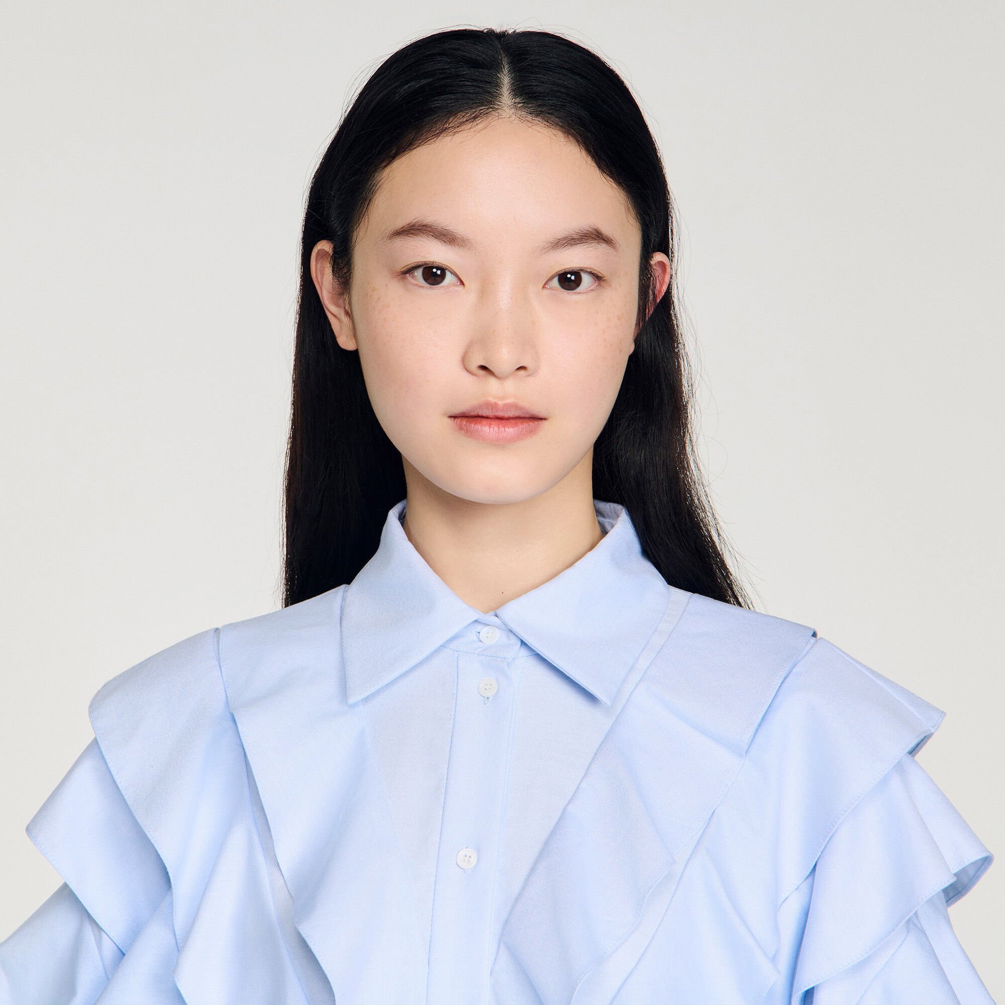 Baumwollbluse mit Volants