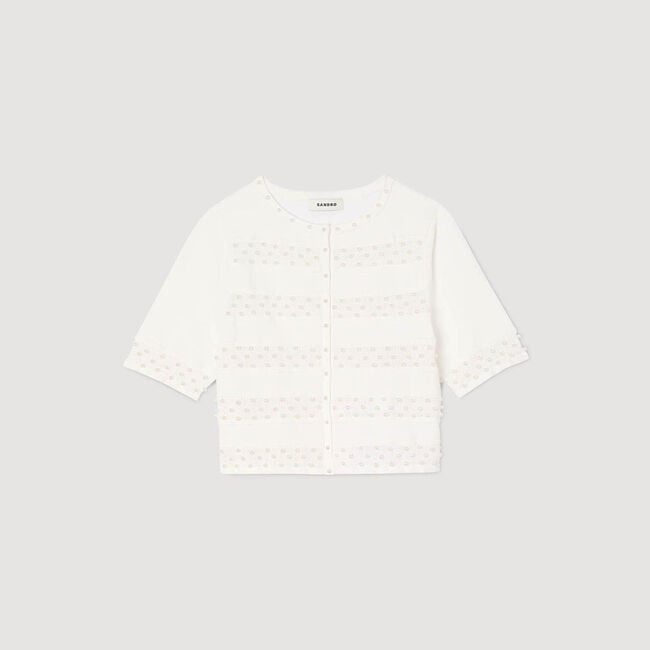 Cardigan court perlé
