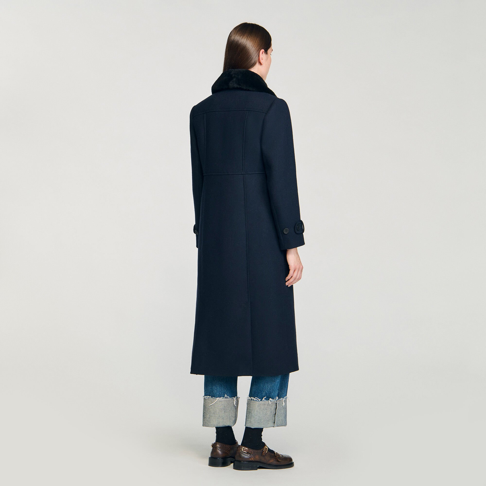 Manteau long avec col en velours