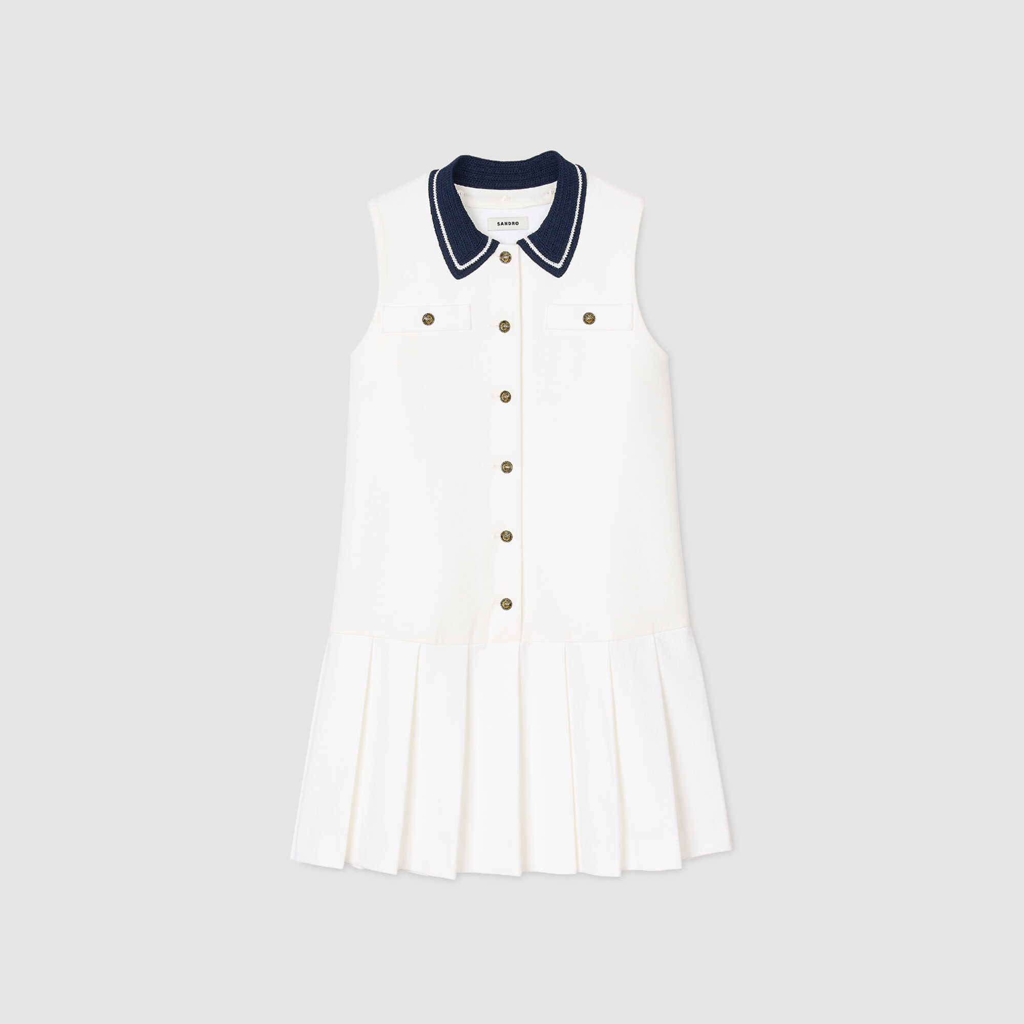 Robe courte à col contrasté