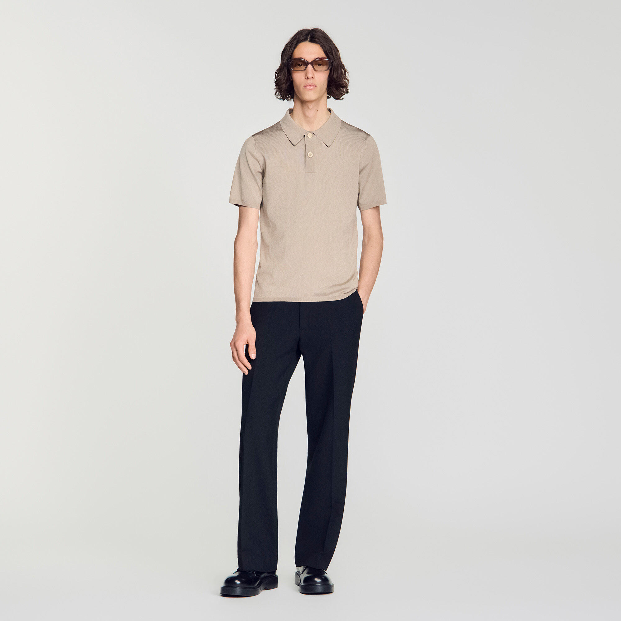 Strick-Poloshirt mit kurzen &Auml;rmeln