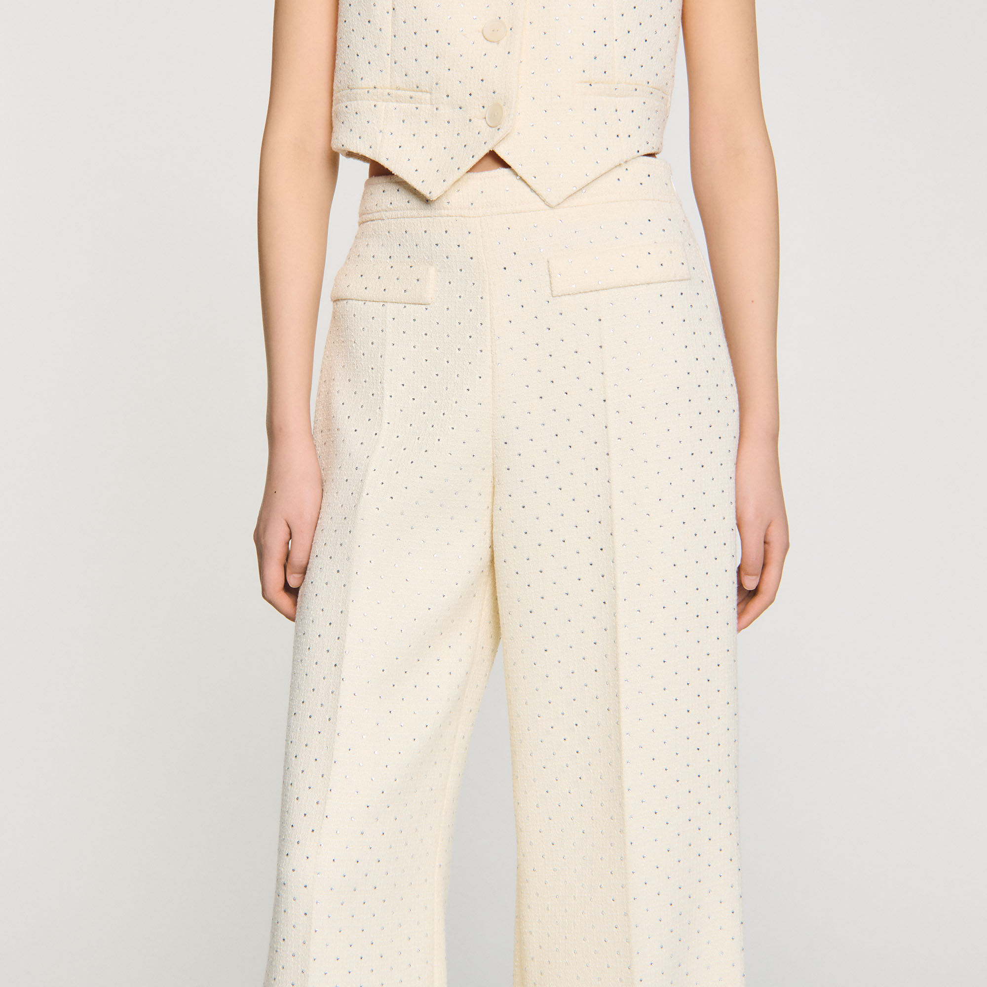 Hose aus Tweed mit Strass