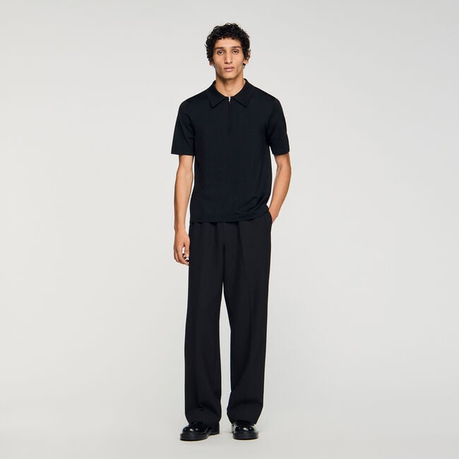 Polo en maille à col zippé