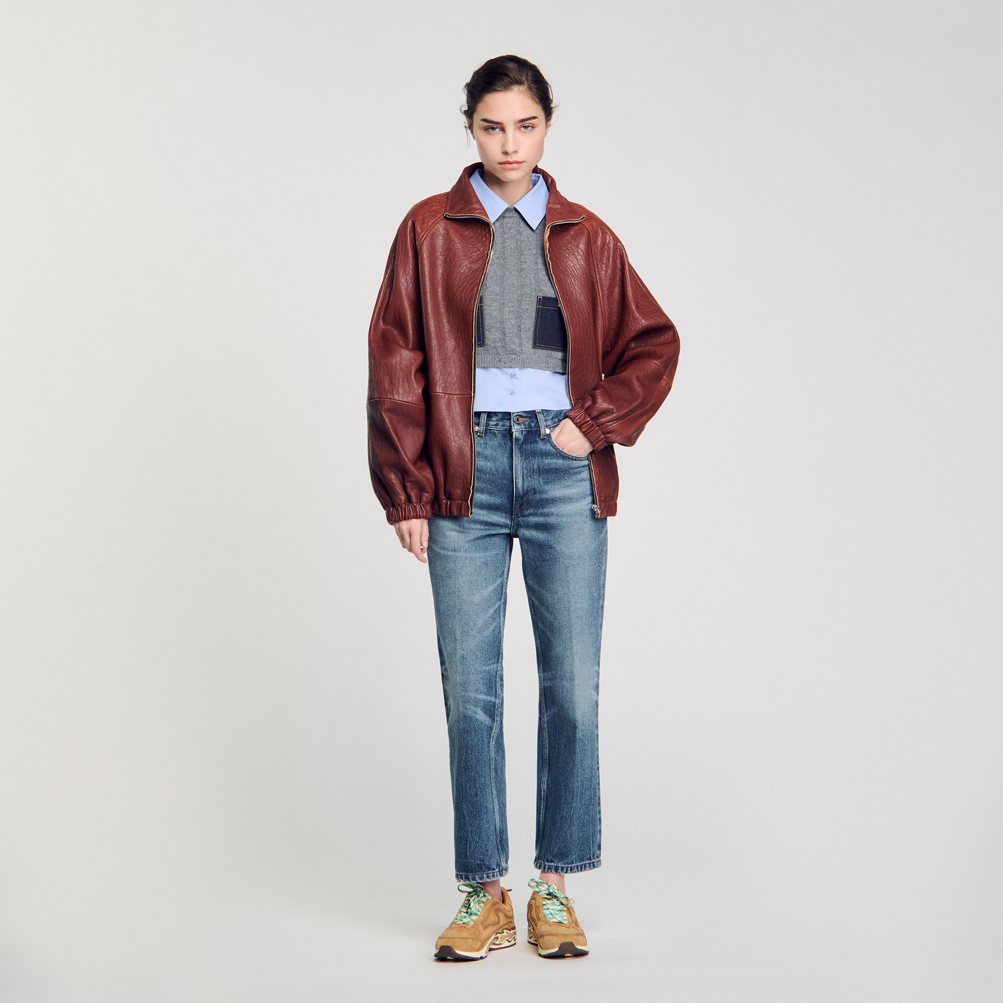 Cropped wool and cashmere jumper