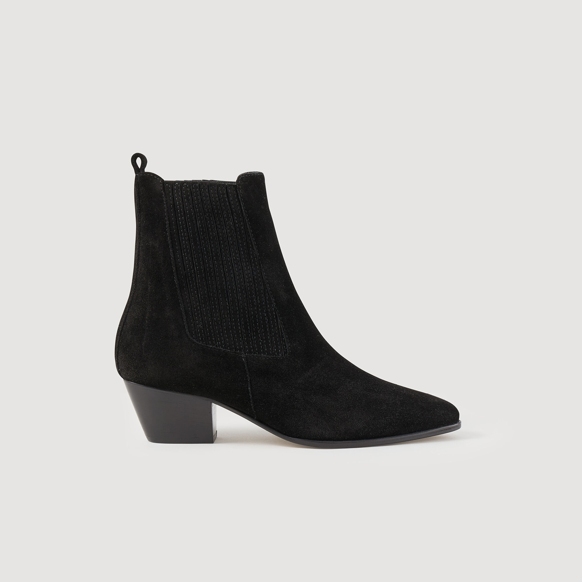 Leather ankle boots with elastic