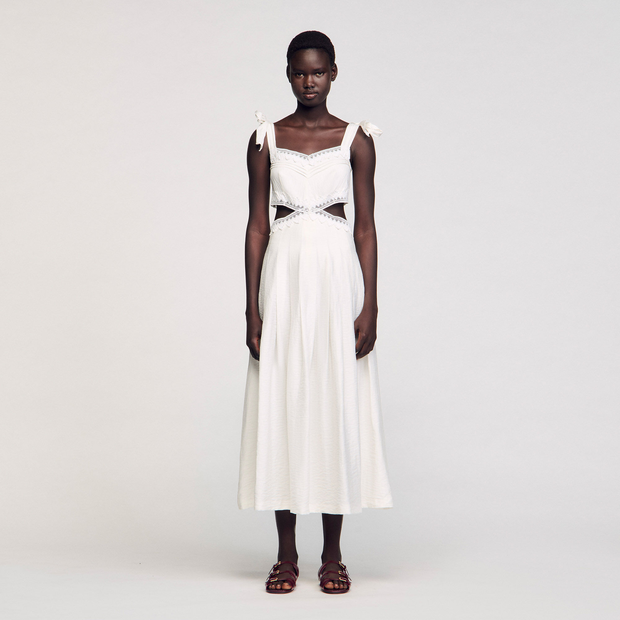 Lace trim maxi dress