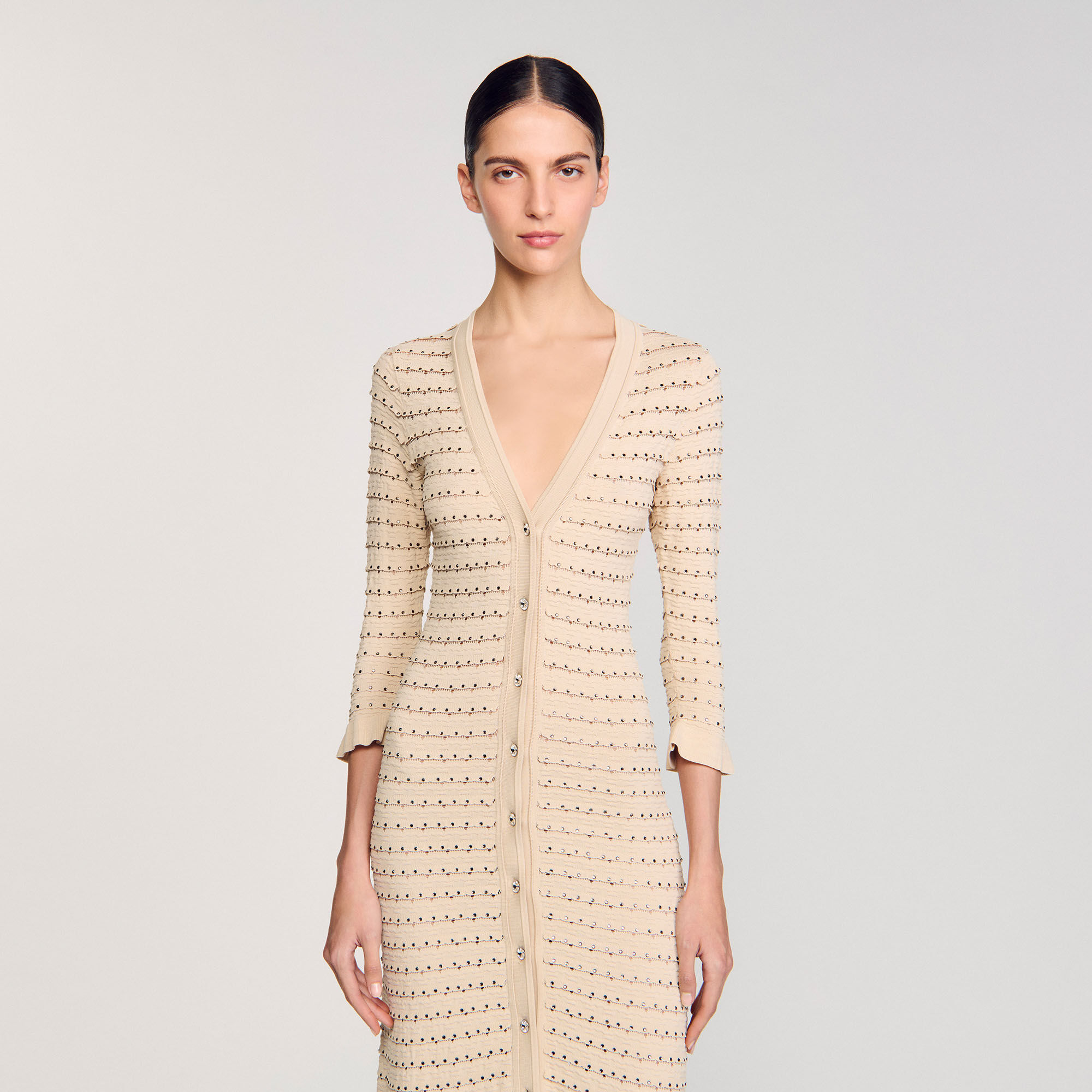 Robe longue en maille strassée