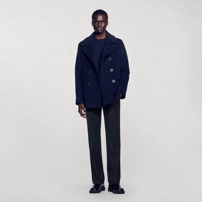 Straight-fit wool-blend coat