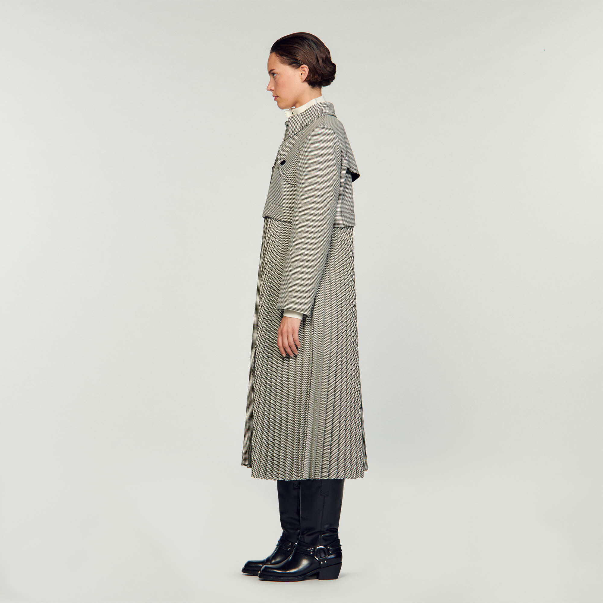 Trenchcoat mit Hahnentrittmuster