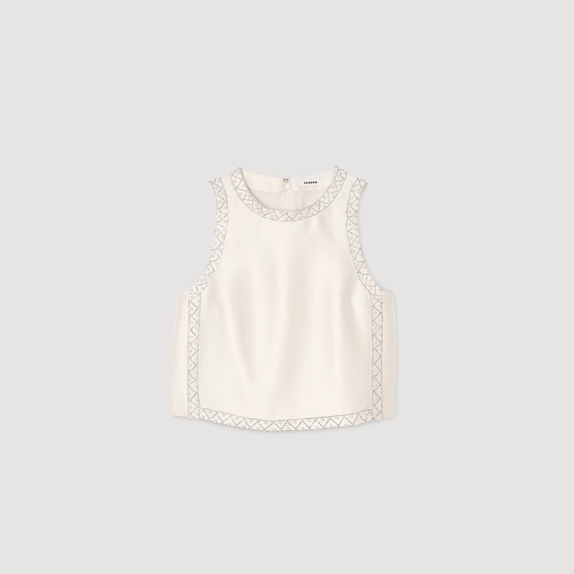 Satin top with rhinestones