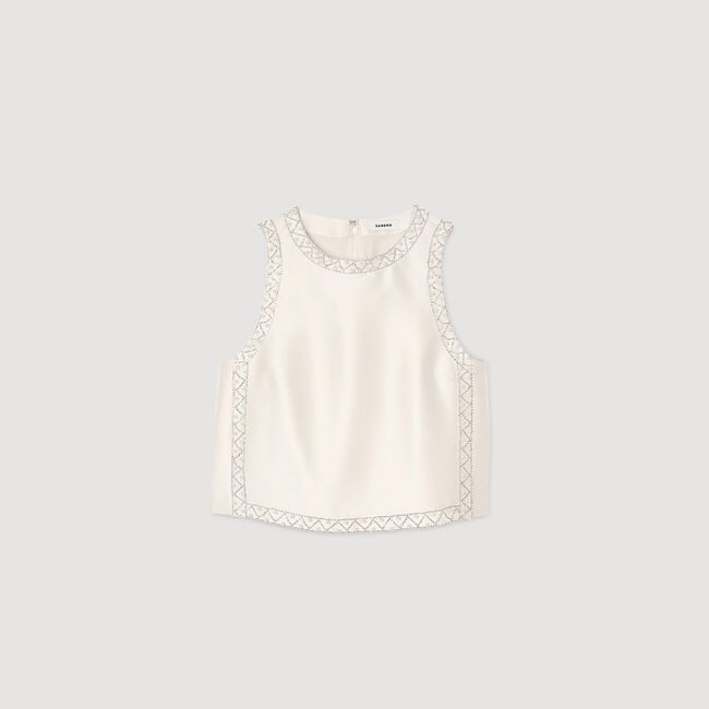 Satin top with rhinestones