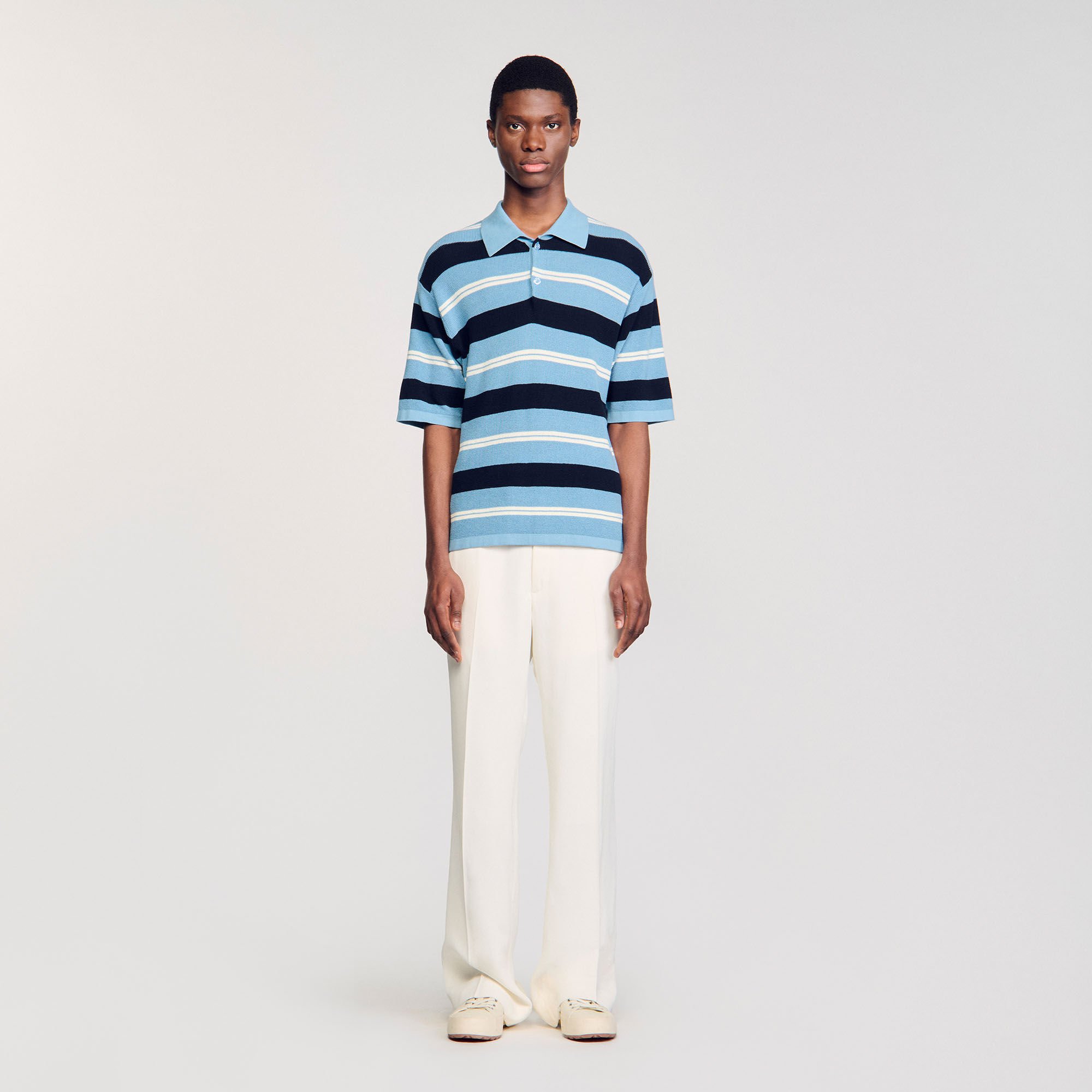 Polo rayé en maille