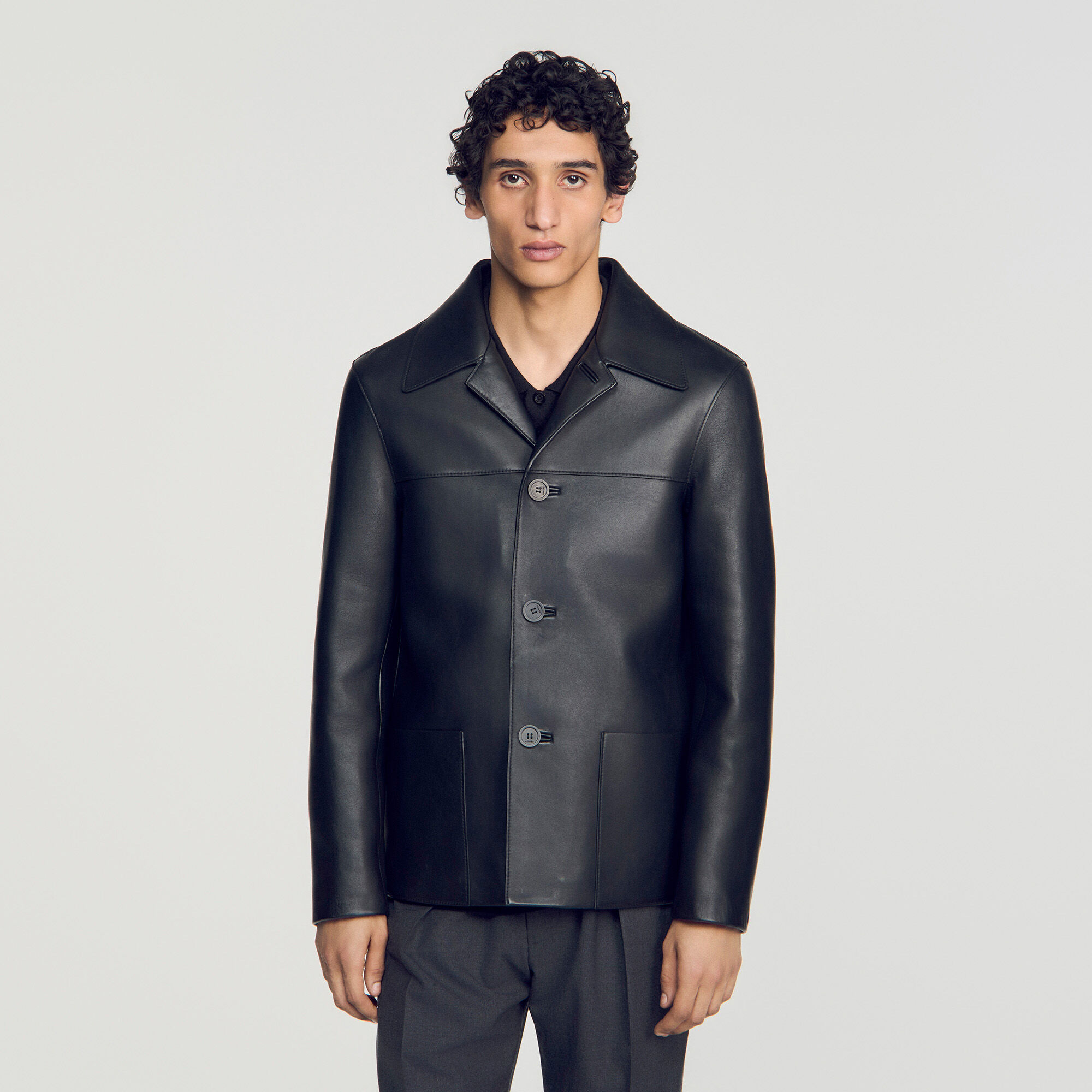 Lammlederblouson mit Kn&ouml;pfen - Herren | Sandro