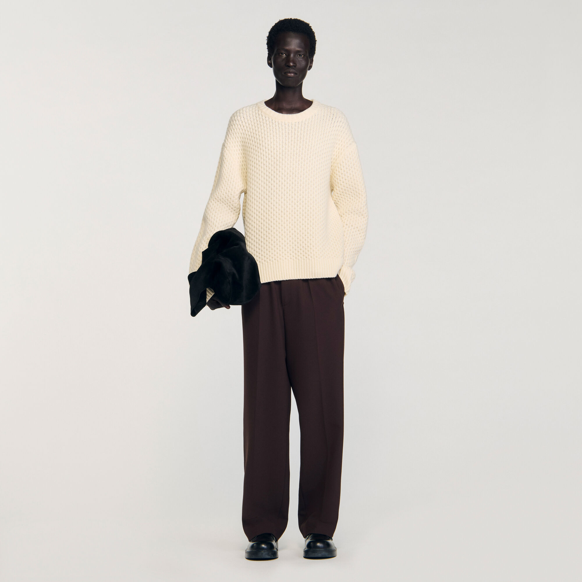 Honeycomb stitch wool jumper