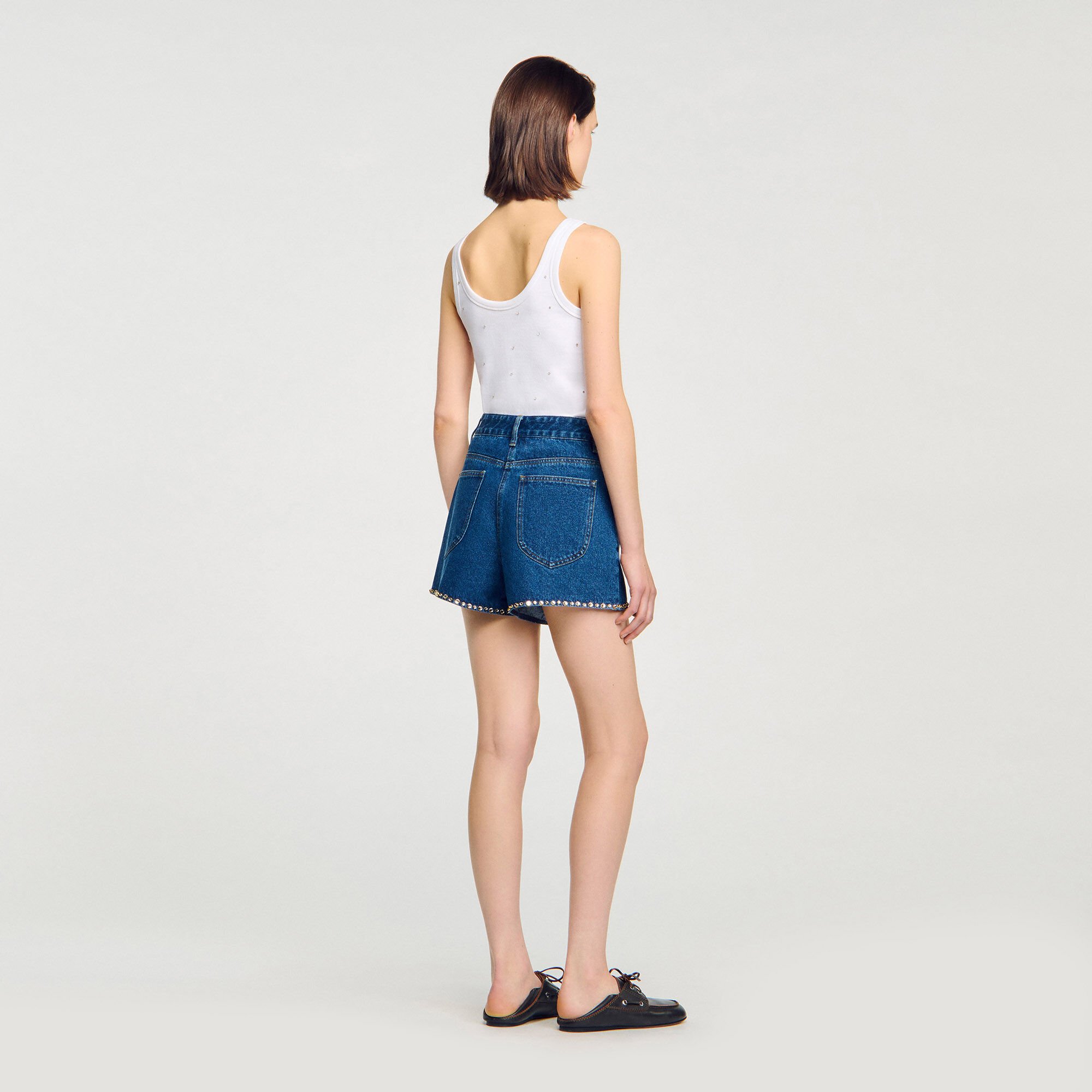 Rhinestone denim shorts