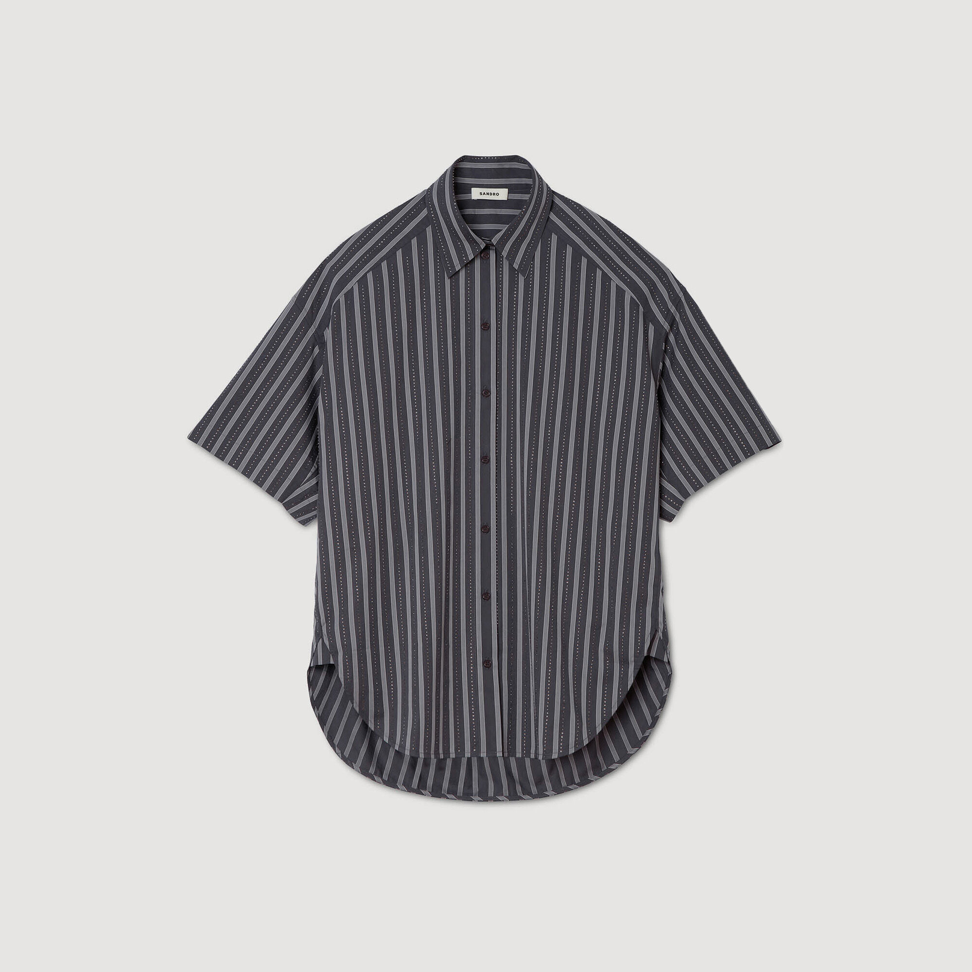 Gestreiftes Oversize-Hemd Strass