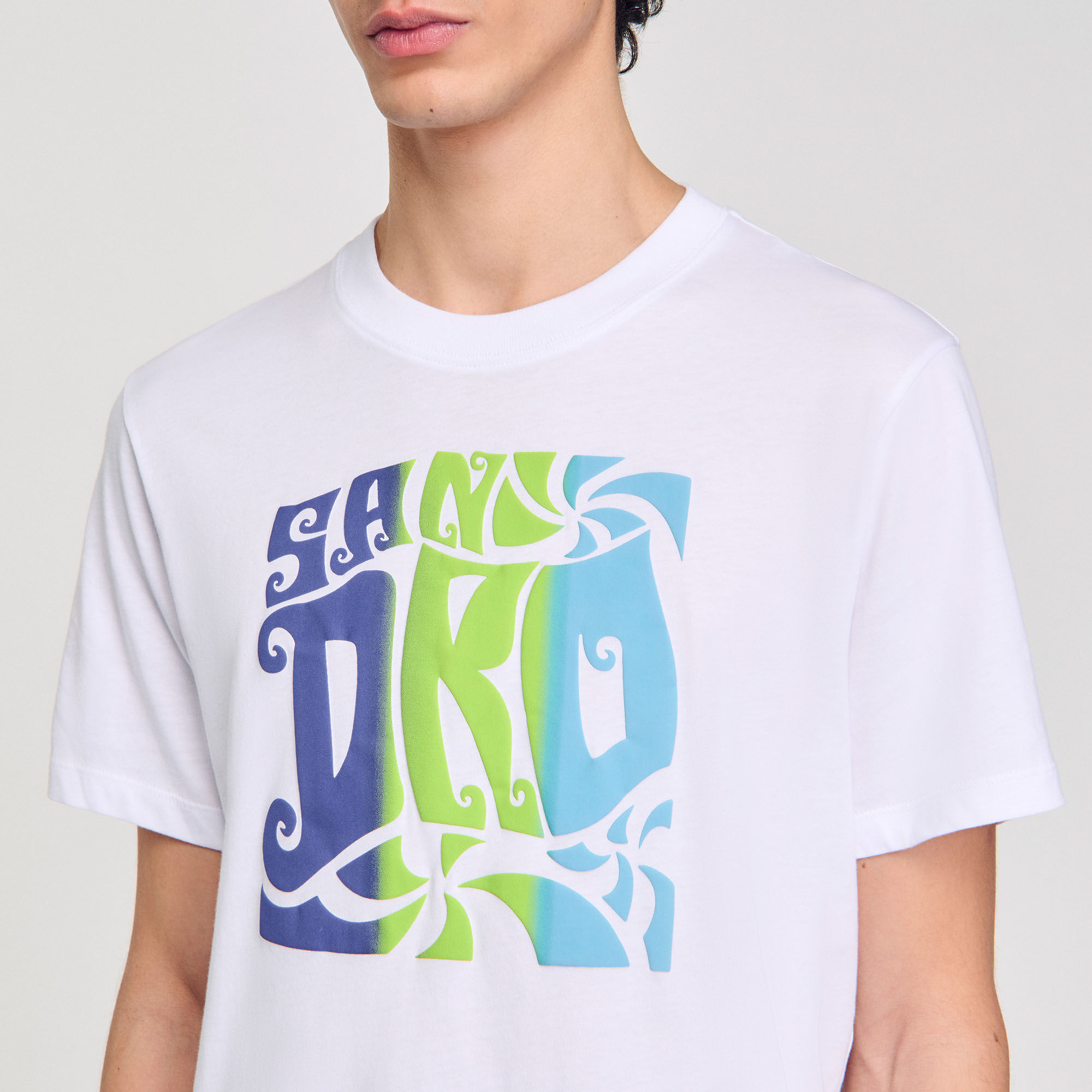 Baumwoll-T-Shirt mit Wellenmuster