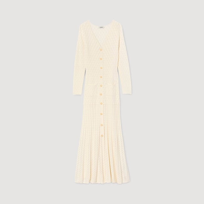 Langes Strickkleid mit Ziermuster - Damen | Sandro