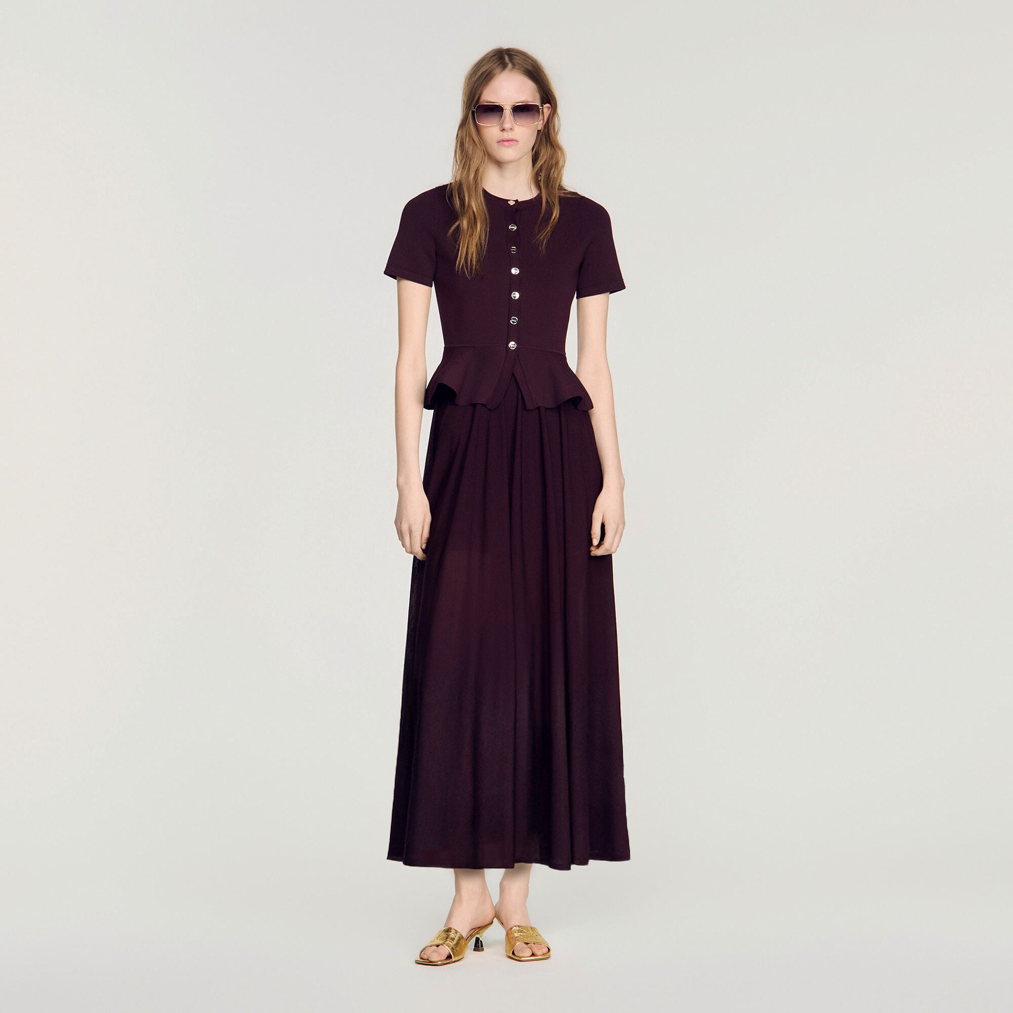 Knit maxi dress with peplum - Women | Sandro
