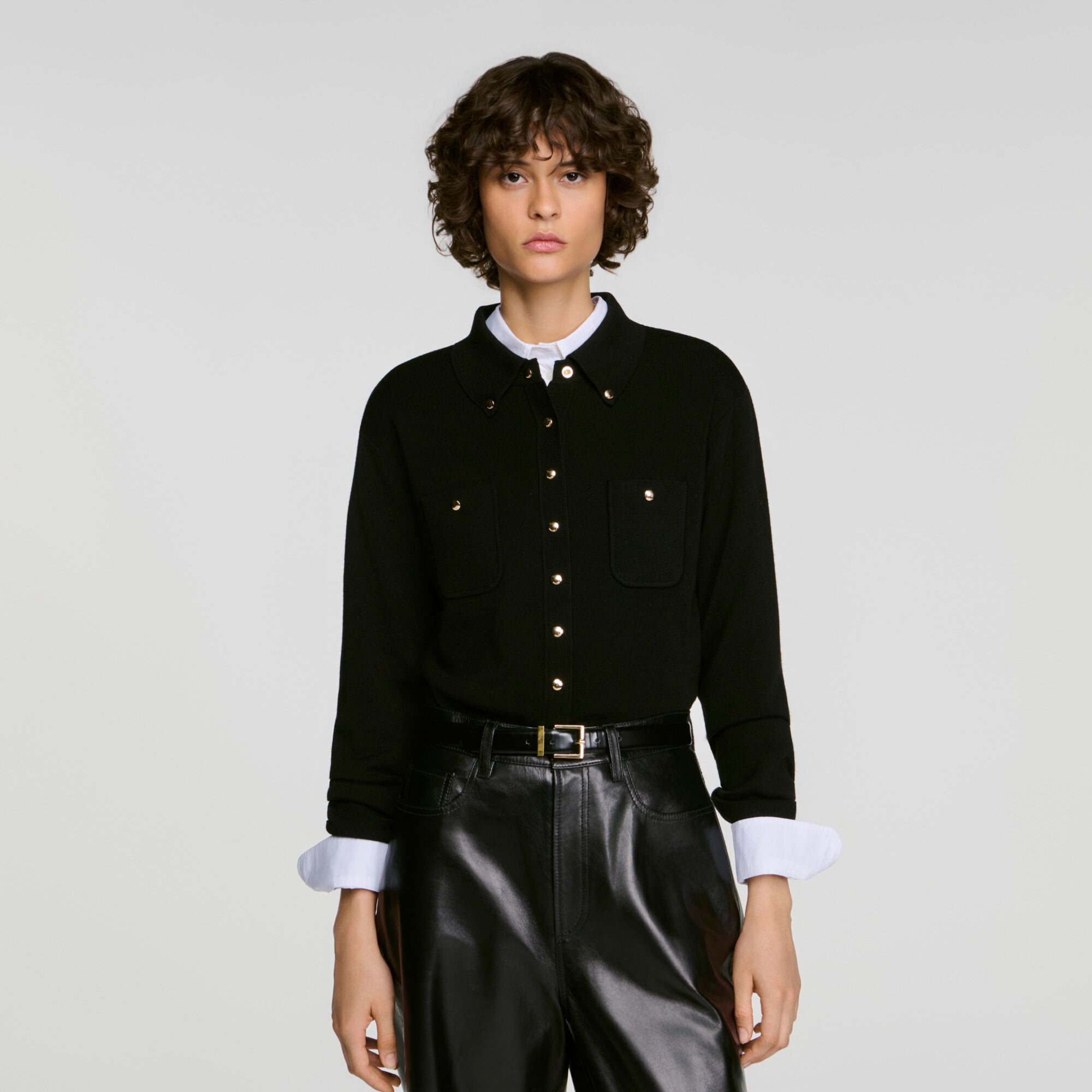 Cardigan &agrave; boutons m&eacute;talliques - Femme | Sandro