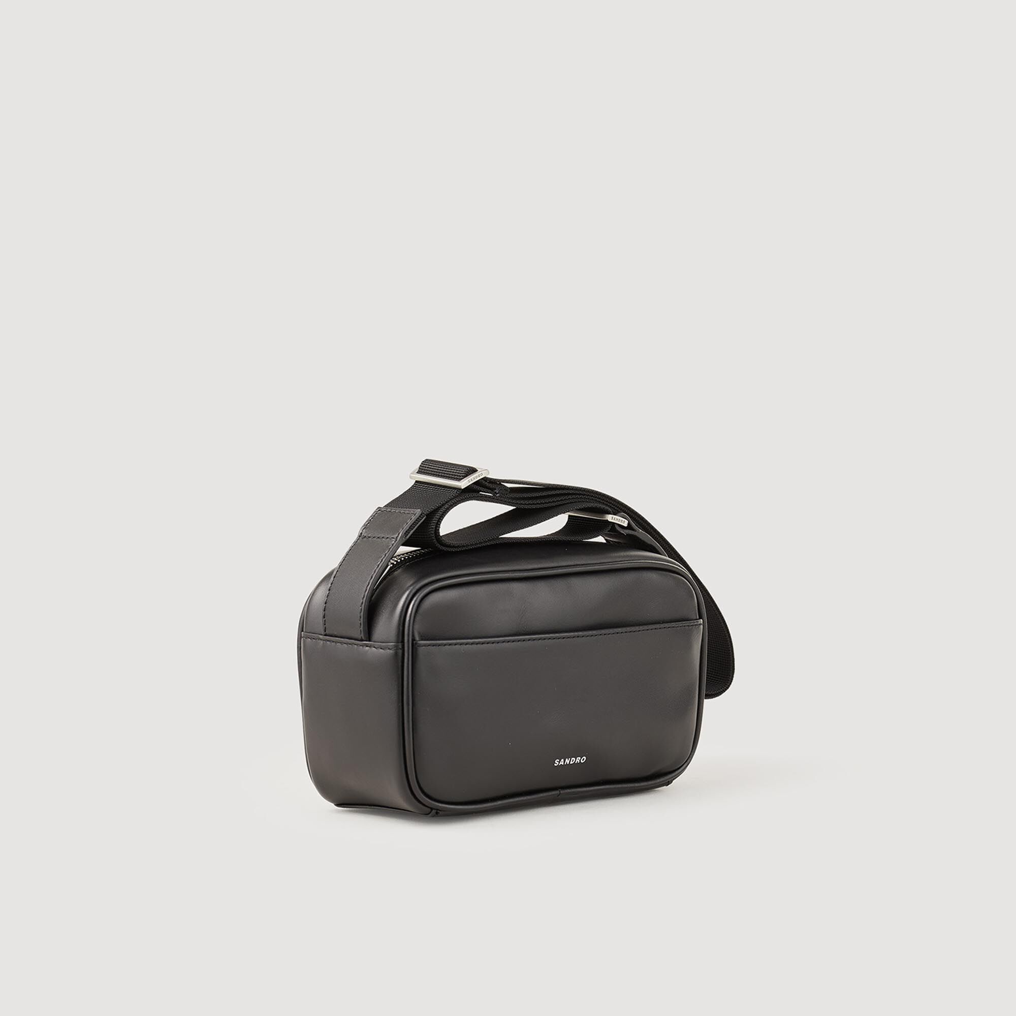 Small smooth leather bag black gray for Men Sandro Paris