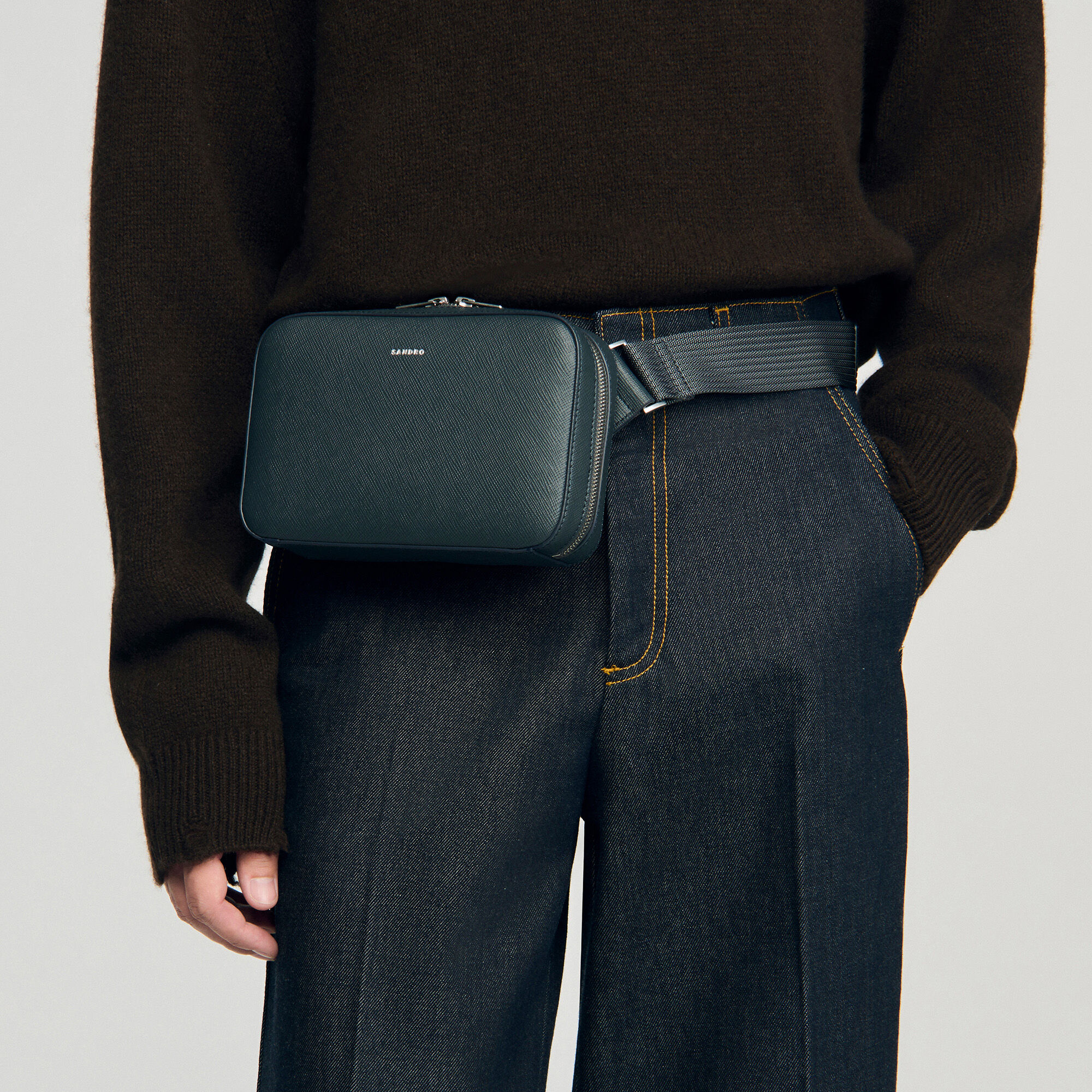 Small reconstitued leather bag