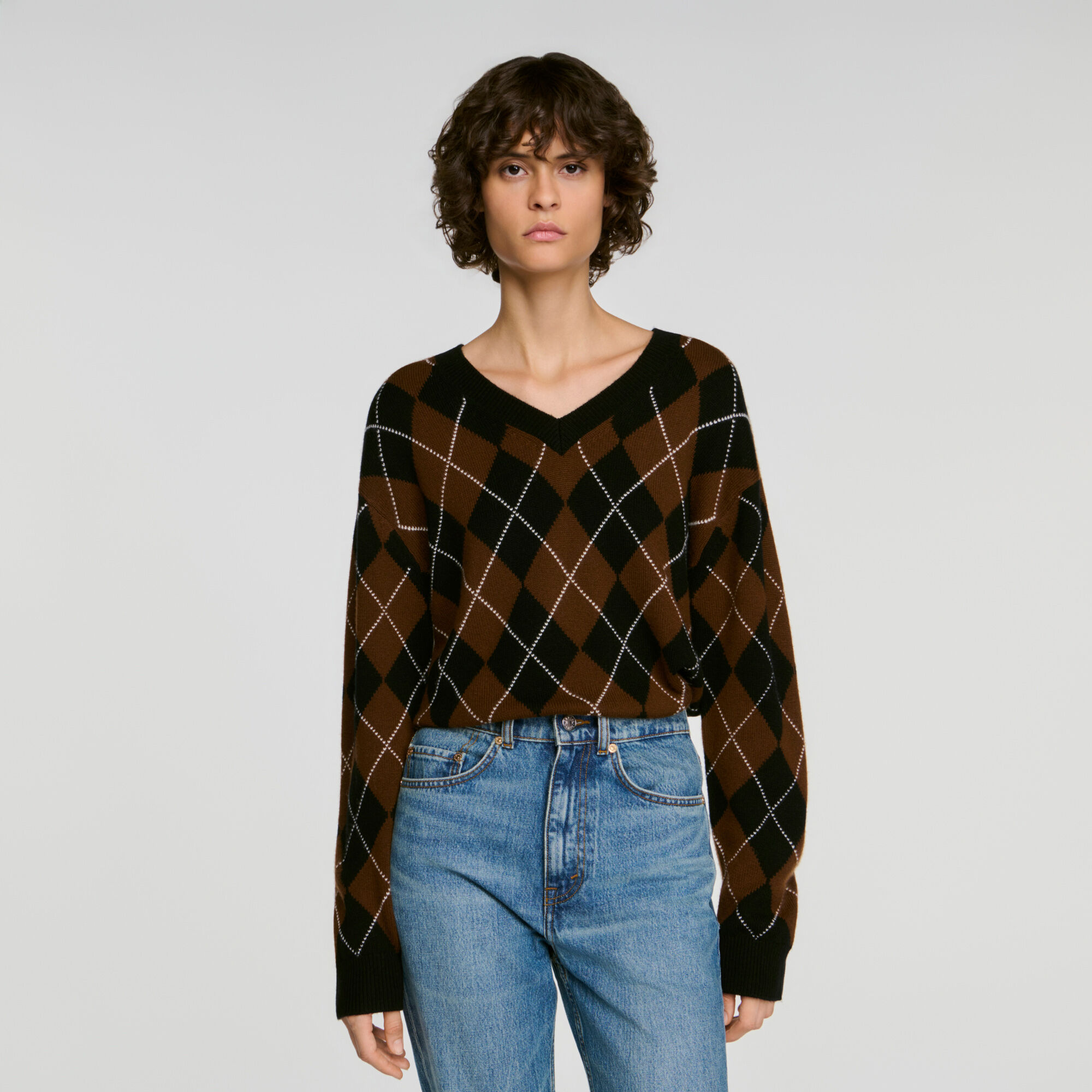 Pull motif Argyle &agrave; strass